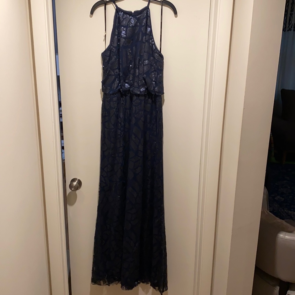 Donna Morgan navy sequin gown